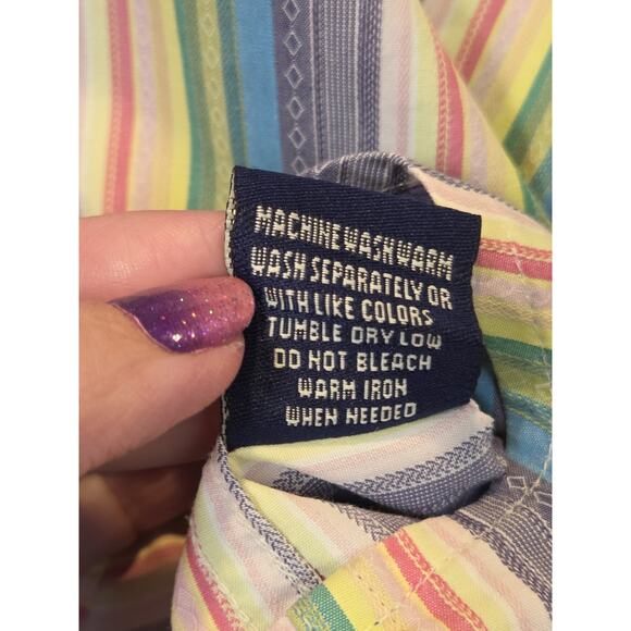 Robert Graham Shirt Men's Blue Striped Button Up Colorful Work Flip Cuff | M EUC - Picture 11 of 16